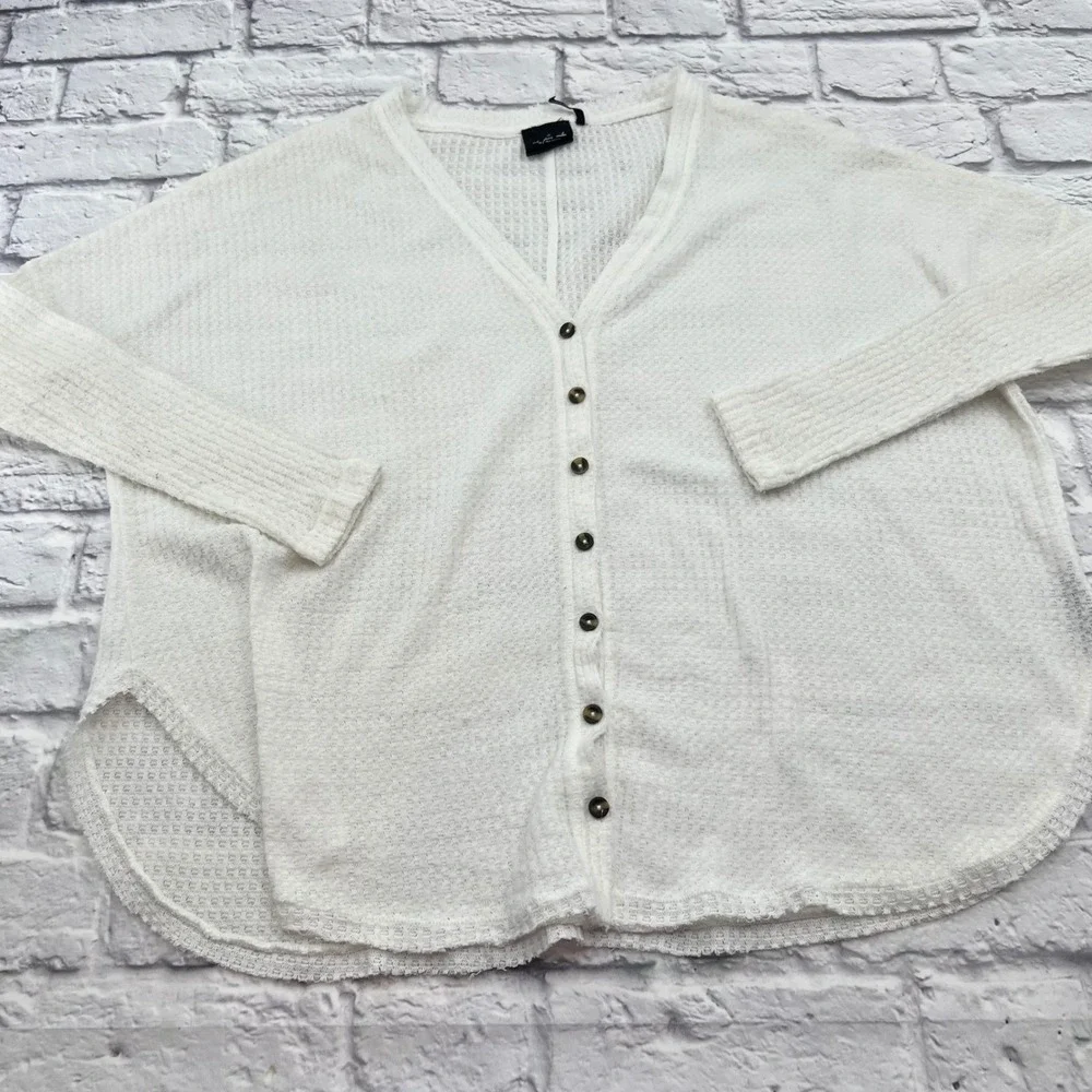 Urban Outfitters Out From Under Thermal Top White Button Front Waffle Knit XS